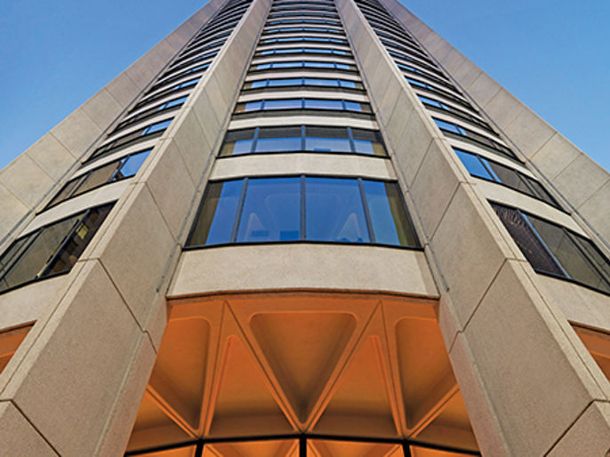 Australia Square Tower viewed from street level in Sydney